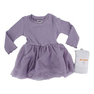Gymboree Infant Girl Purple Long Sleeve Dress & White Tights Size 12-18 Mos New
